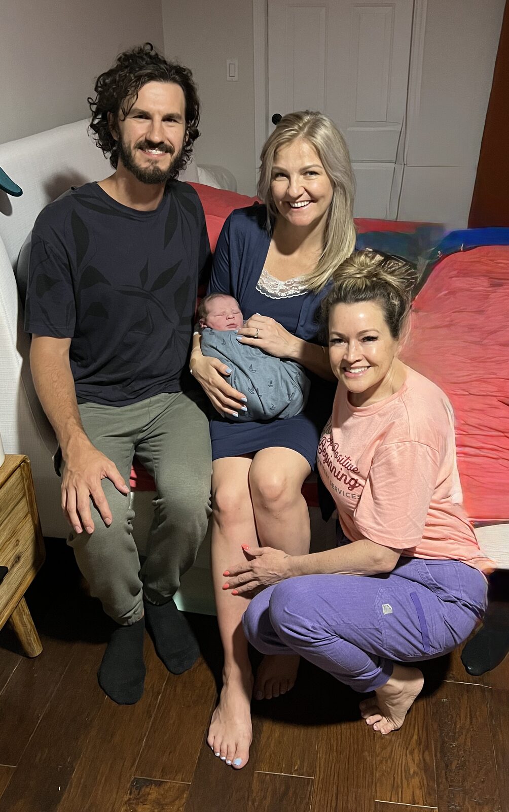 A family with their newborn and Rhonda